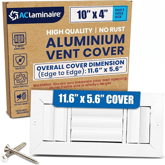 10x4 Aluminum 3-Way Air Vent Register HVAC Wall Ceiling Duct Cover Quiet by ACLAMINAIRE