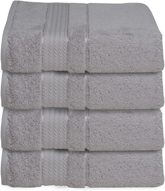 Melissa Linen, 4 Piece Washcloth Set, 100% Turkish Cotton Towels for Body and Face, 12 in x 12 in, Absorbent, Quick Dry, Durable and Soft, Baby Washcloths, Wash Rags for Kitchen, Steel Grey