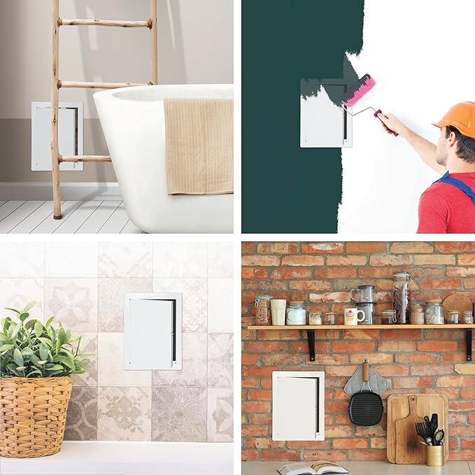 8" x 10" White Metal Access Door. Shaft Door Panel for Plumbing, Electricity, Heating, Alarm. Bathroom Access Hole Cover