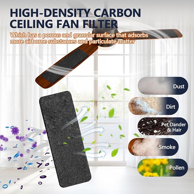 20Pcs Ceiling Fan Filters for Blades, Activated Coconut Shell Carbon Ceiling - Image 2