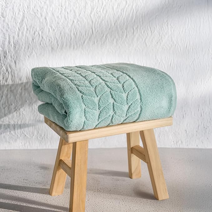 BAGNO MILANO Organic Turkish Cotton Bath Towels, Luxury Jacquard Collection, Certified Organic Highly Absorbent, Soft-Plush Towel Set (Mint, 6 Pcs Towel Set)