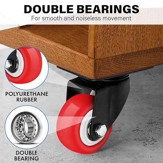 2 Inch Heavy Duty Casters Set of 4, Scratch Resistant & 360 Degree Rotatable - Image 4