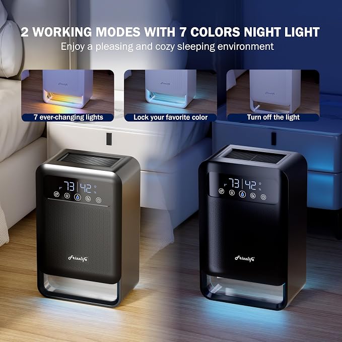 Frizzlife Air Dehumidifier, 135oz Water Tank W/Purifying Function, Quiet Small - Image 5