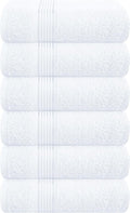 Belizzi Home Ultra Soft Cotton 6 -Piece Hand Towel Set 16x24, Ideal for use in Bathroom, Kitchen, Gym, Spa - Compact, Eco-Friendly, Lightweight - Multi Purpose Hand Towels - White