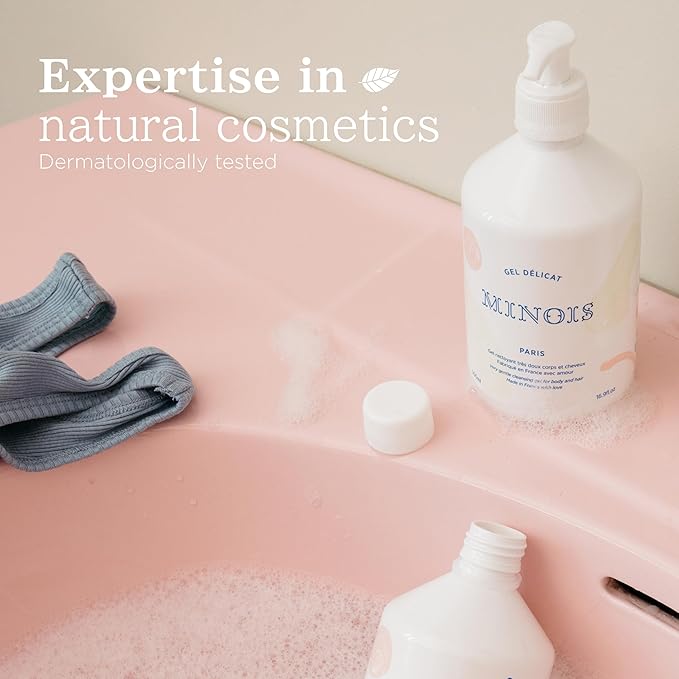 MINOIS PARIS Baby Wash and Shampoo | Gentle Baby Body and Hair Wash with Orange Blossom & Honey | Natural Toddler Shampoo for Sensitive Skin | Made in France 500ml