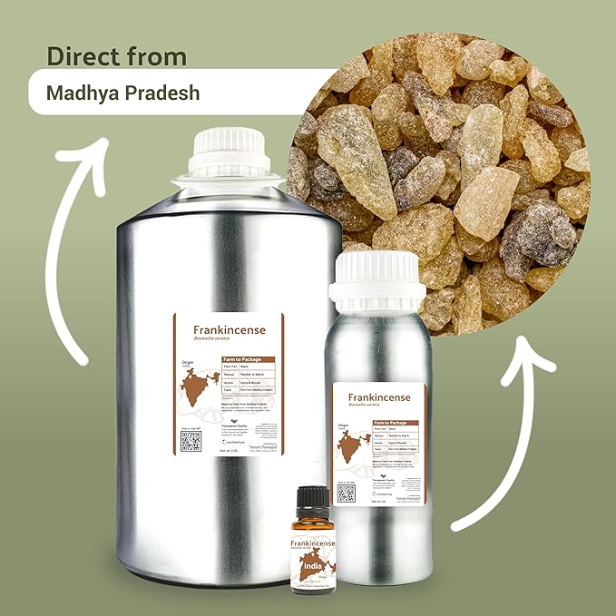 Frankincense Essential Oil - Direct from Madhya Pradesh, India - Pure Essential Oil for Diffusers and Aromatherapy | 100% Pure Therapeutic Grade Natural Aceite de Incienso (22lbs)