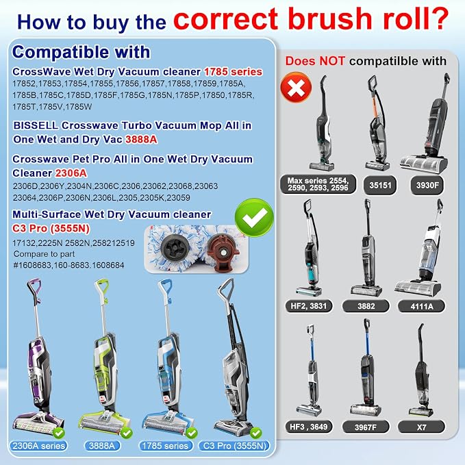 Lemige 2 Pack Multi-Surface Brush Roll 1868 + 2 Pack Vacuum Filter 1866 - Image 2
