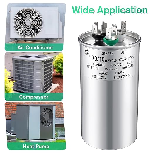 70+10 uF±6% 370/440V CBB65 Dual Run Round Capacitor - Image 6