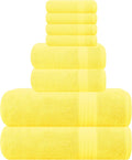 GLAMBURG Ultra Soft 8-Piece Towel Set - 100% Pure Ringspun Cotton, Contains 2 Oversized Bath Towels 27x54, 2 Hand Towels 16x28, 4 Wash Cloths 13x13 - Ideal for Everyday use, Hotel & Spa - Yellow
