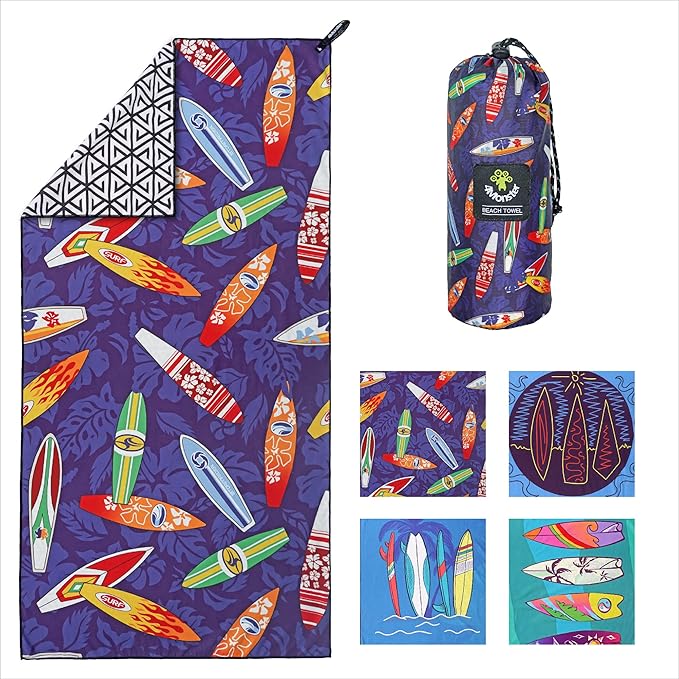 4Monster Microfiber Beach Towel Quick Dry,Super Absorbent Lightweight Travel Towel for Swimmers, Sand Free Camping Towel, Beach Towels for Pool,Swim,Water Sports,Yoga