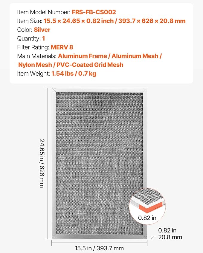 VEVOR 16x25x1 inch Electrostatic Air Filter, AC/HVAC Furnace Filter Washable & - Image 7