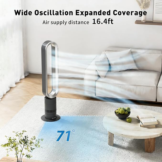 H601 Bladeless Tower Fan, 80° Oscillation, 35 dB Low Noise - Image 3