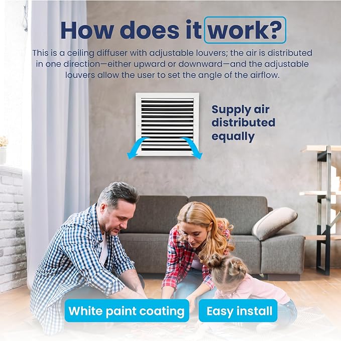 12x12 Aluminum HVAC Vent Cover Wall Ceiling Register 1-Way Air Flow - Image 7