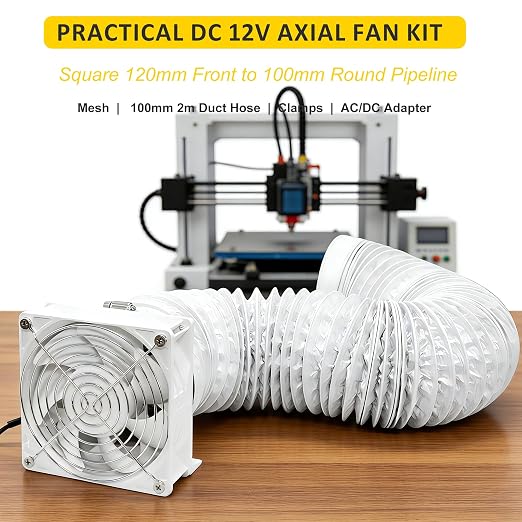 4in DC12V Fume Extractor Air Exhaust Fan Kit, 3000RPM 120*38mm, AC Controller - Image 2