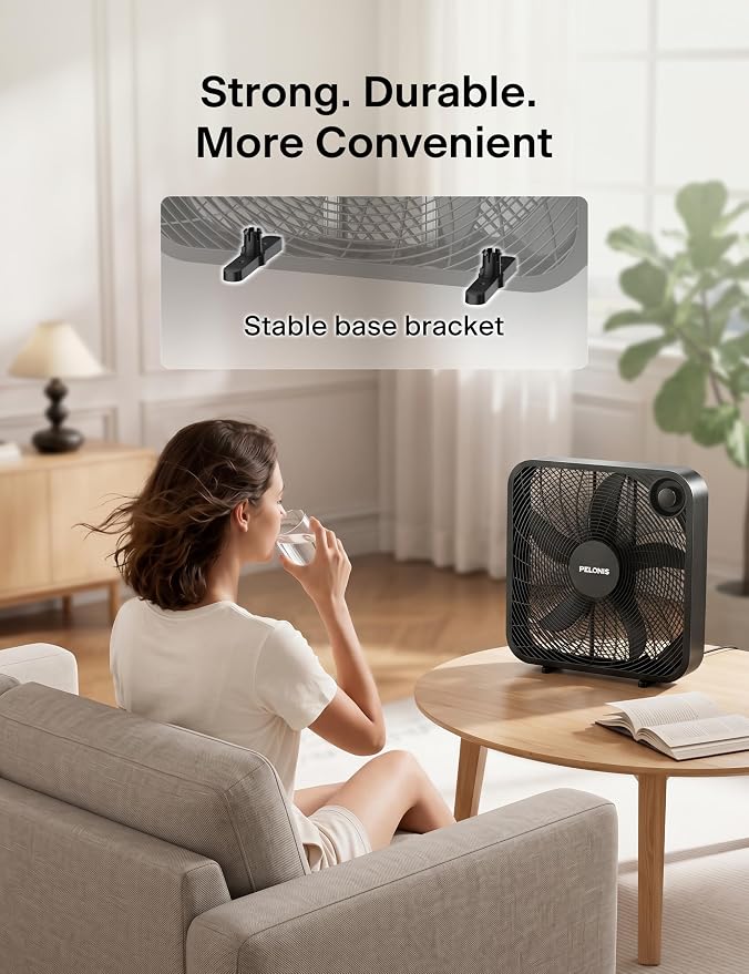 PELONIS 20 Inch Box Fan – 3 Speeds, Window Fans, Floor or Tabletop, Superior - Image 8