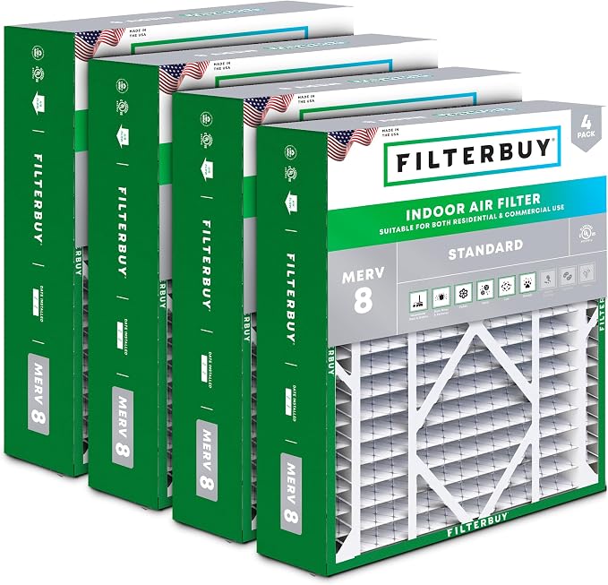 Filterbuy 24x25x5 Air Filter MERV 8 Essential Dust & Allergy Defense, by Filterbuy