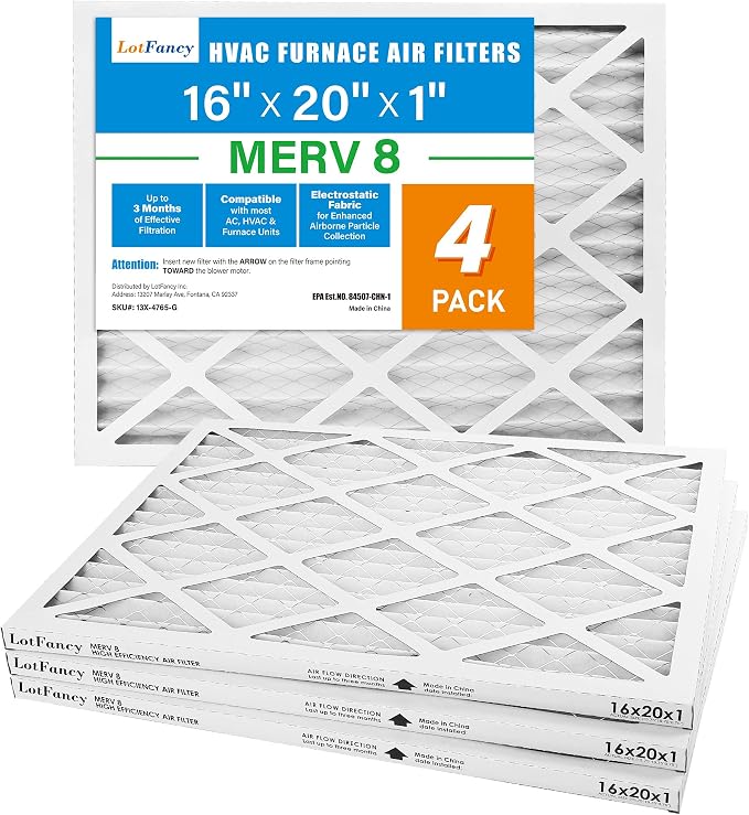 LotFancy 16x20x1 Air Filter MERV 8 4-Pack, Electrostatic Pleated Furnace & AC - Image 9