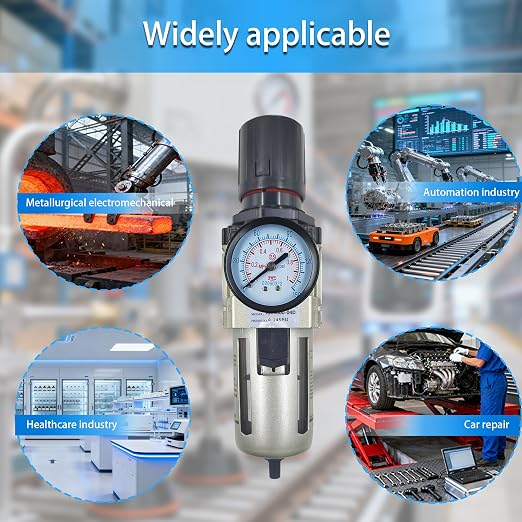 HengMinLingTong 1/2" NPT Compressed Air Filter Regulator Combo Piggyback - Image 7