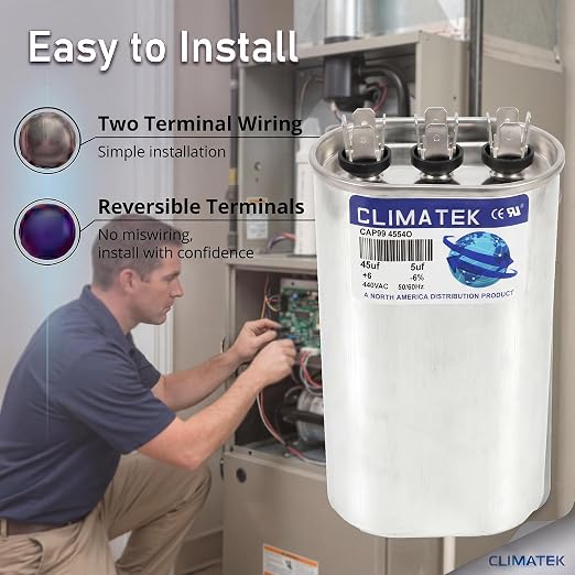 ClimaTek 45 + 5 MFD 370/440 Volt Dual Run Capacitor CAP99-4554O | 45/5 VAC | - Image 3