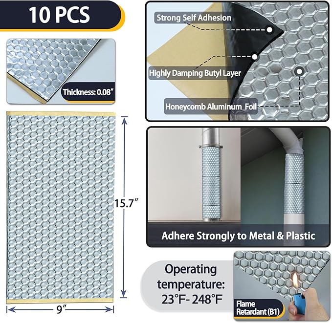 TroyStudio Vibration Damping Mat, Aluminum Foil Noise Dampening Panels - Image 2