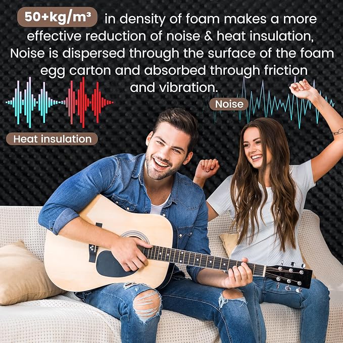 Self-Adhesive Thickened Sound Insulation Egg Crate Foam 13.99 sqft x 1.77in - Image 5