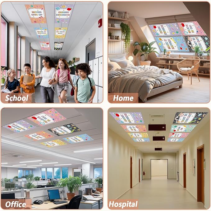 QOUBAI 6 Pcs Fluorescent Light Covers, 4 x 2 Ft Magnetic Light Filters Notebook - Image 6
