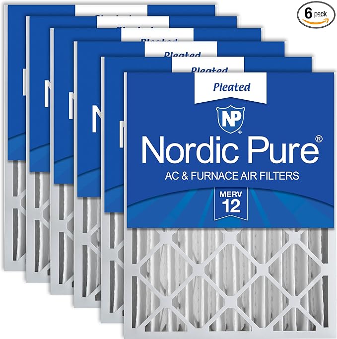 Nordic Pure 16x25x4 Pleated MERV 12 Air Filters 6 Pack by NordicPure