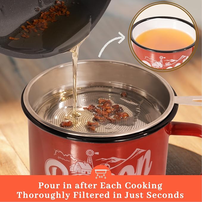 Bacon Grease Container with Strainer - Image 4