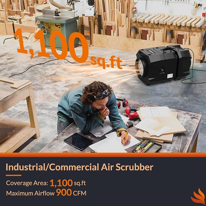 PURISYSTEMS 900 CFM Air Scrubber Commercial, Portable Industrial Air Purifier - Image 8