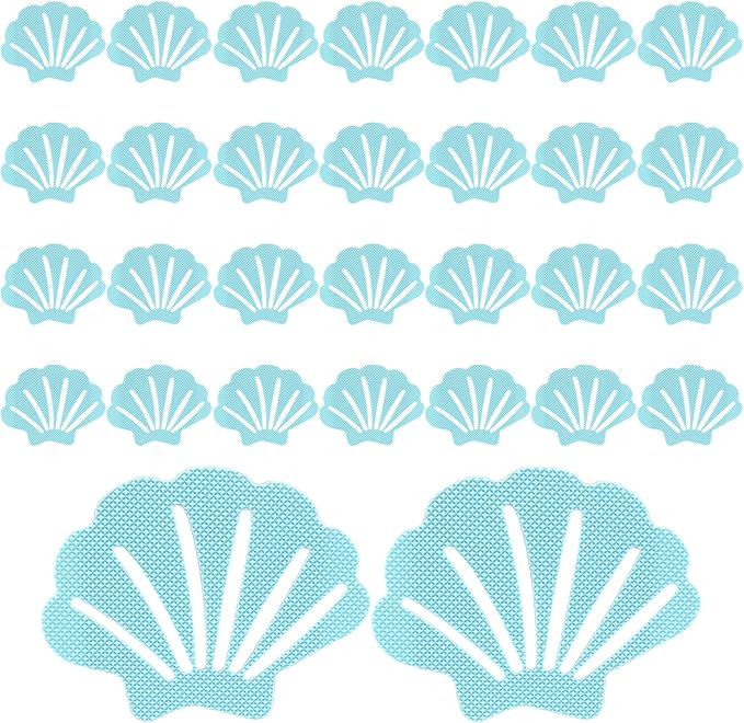 Bathtub Stickers Non Slip, Shell Shaped Tubs Safety Shower Treads, Adhesive Sticker for Bathroom Bathtub, Shower Floor,Blue (30Pcs)