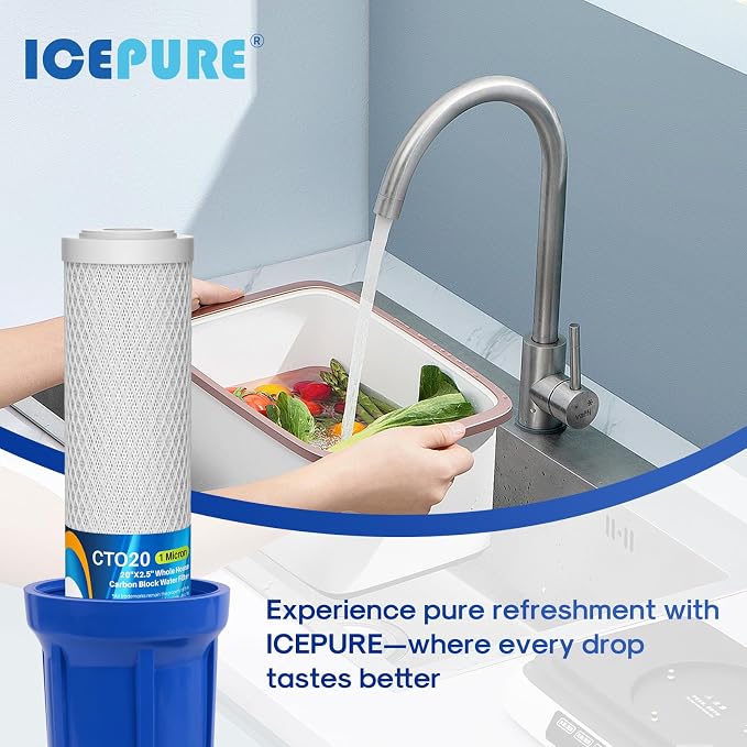ICEPURE 1 Micron 20" x 2.5" Whole House CTO Carbon Sediment Water Filter - Image 9
