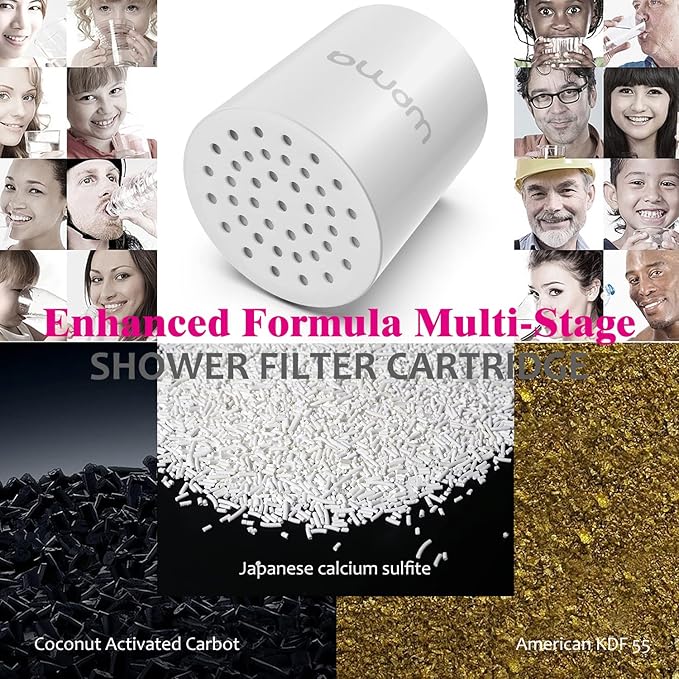 Enhanced Formula Multi-Stage Shower Filter Cartridge,Universal replacement filter cartridge, Remove Chlorine Heavy Metals and Other Sediments, Reduces Dry Itchy Skin, Dandruff.Pack of 1
