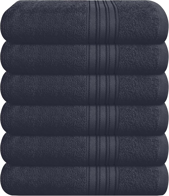 BOUTIQUO Ultra Soft Cotton 6 -Piece Hand Towel Set 16x24 Inch, Ideal for use in Bathroom, Kitchen, Gym, Spa & General Cleaning, Compact & Lightweight Multi Purpose Hand Towels - Charcoal Grey