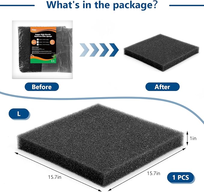 hygger Aquarium Sponge Filter Pad, Filter Media Foam Sponges, Cut-to-Size Open - Image 6