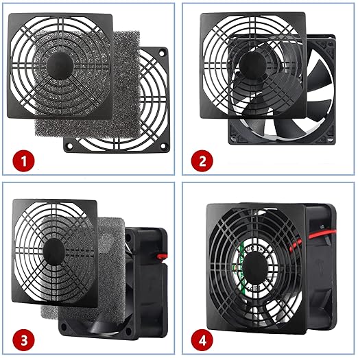 4 Pcs 120mm Black Square Plastic Cooling Fan Filter Cover, Dust Screen - Image 4