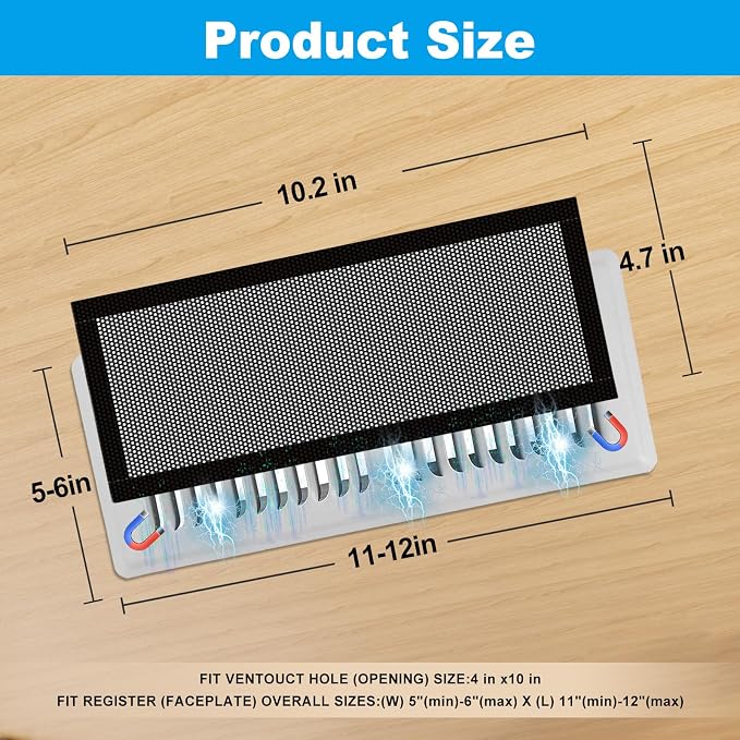 6-Pack Black Magnetic Vent Covers 4.7x10.2 Inch - Image 2