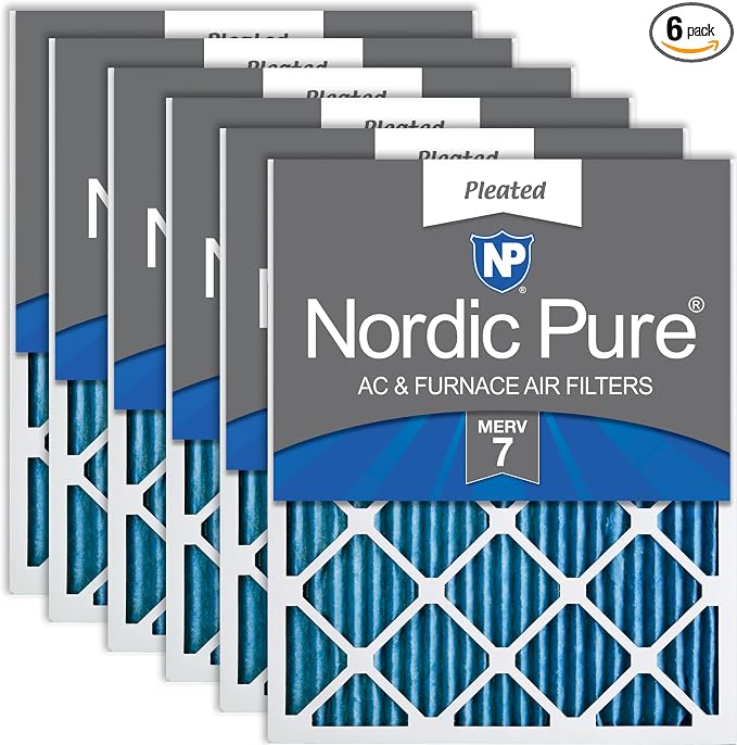 Nordic Pure 25x25x1 Pleated MERV 7 Air Filters 6 Pack by NordicPure