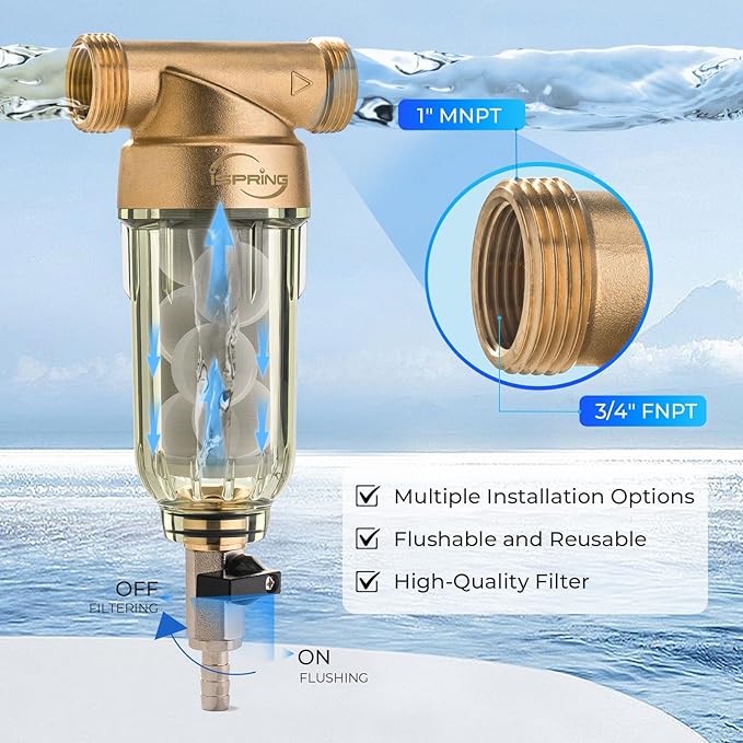 iSpring WSP-1000SL Reusable Whole House Spin Down Sediment Water Filter - Image 4
