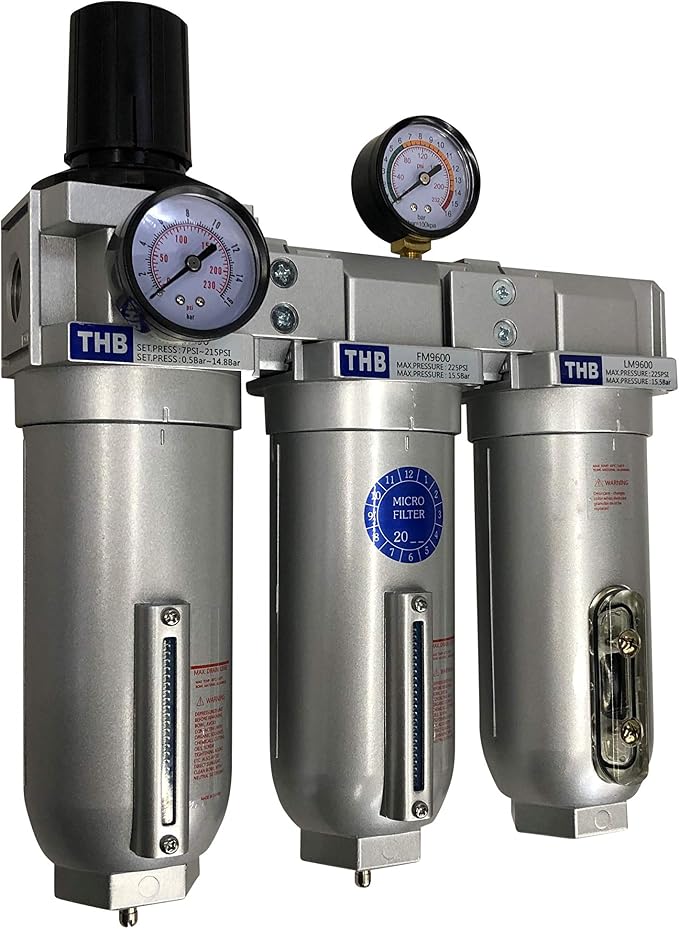 1" COMPRESSED AIR PARTICULATE FILTER WATER TRAP/PRESSURE REGULATOR/DESICCANT - Image 3