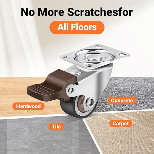 Nefish 1 Inch Small Casters Set of 12, Low Profile Soft Rubber Casters Wheels - Image 6