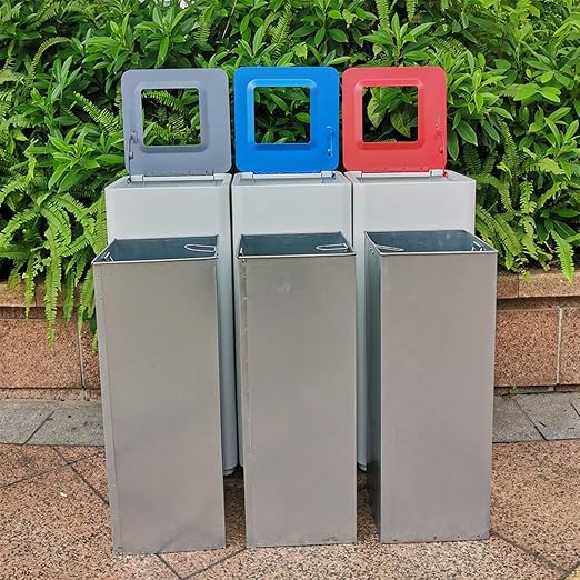 GLigeT Outdoor Trash can White Combined Trash Can Large-Capacity Square Sorting - Image 7
