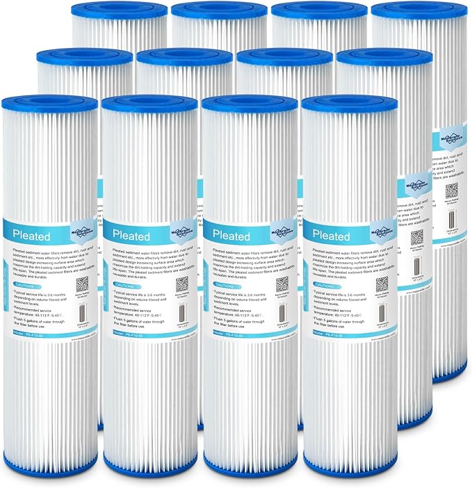 Membrane Solutions 50 Micron Pleated Polyester Sediment Water Filter 10"x2.5" by MembraneSolutions