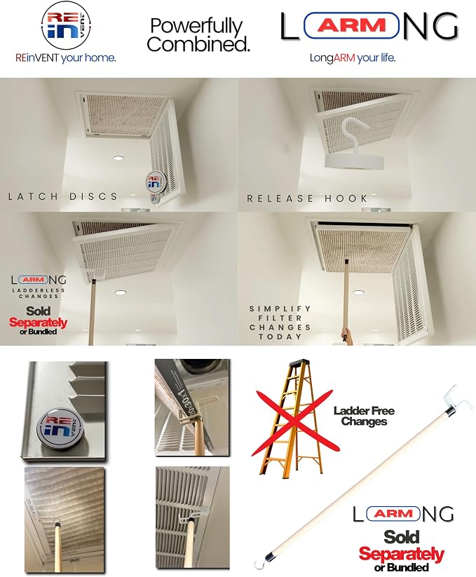 Reinvent Latch System HVAC Air Return Grille Latch Replacement Kit | Ladder - Image 2