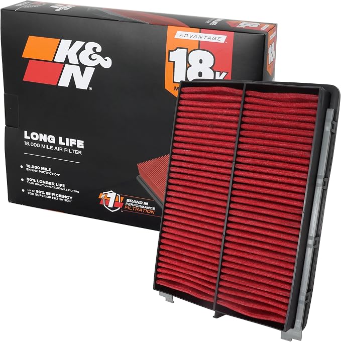K&N Engine Air Filter: Long Life 18, 000 Mile Replacement Air Filter: Compatible by KNEngineeringInc