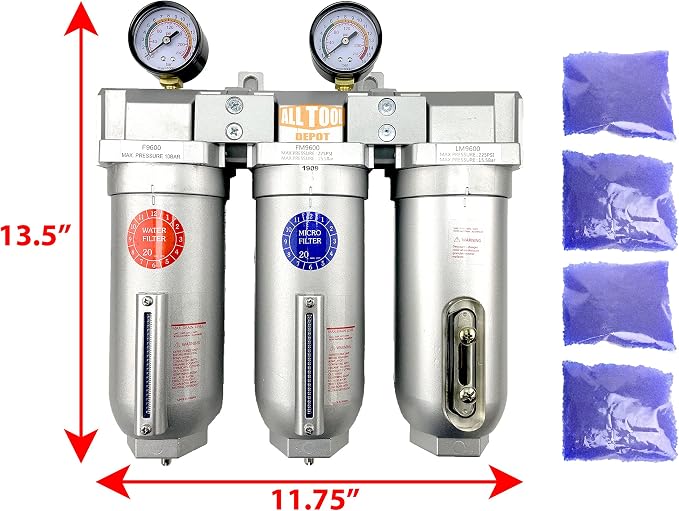 1" NPT SUPER DUTY Industrial Grade 3 Stages Filter Coalescing Desiccant Dryer - Image 2