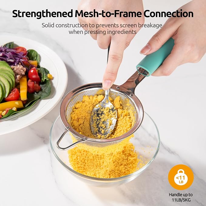 U-Taste Small Fine Mesh Strainer: 18/8 Stainless Steel 3.35in 30 Mesh Kitchen - Image 6