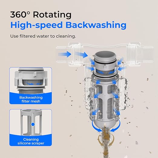 Waterdrop Spin Down Sediment Filter, Backwash Whole House Water Filter System - Image 4