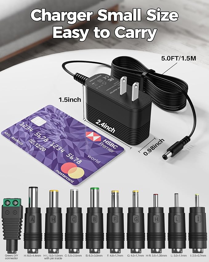 12V Power Supply AC Adapter 12 Volt Charger Universal Power Adapter - Image 7