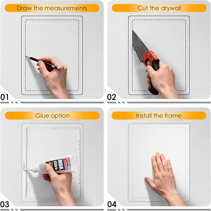 Suteck Plumbing Access Panel for Drywall Ceiling 12 x 16 Inch Reinforced Plastic Wall Access Doors Removable Hinged White