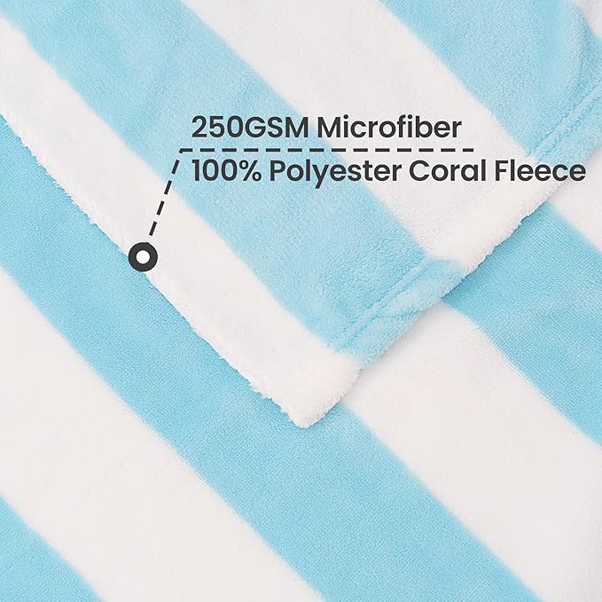 Touchat 4 Pack Cabana Stripe 250GSM Polyester Lightweight Quick-Dry Beach Towel & Blanket Combo- 30'' x 60'' Compact Travel Towel for Pool, Camping, Gym, Yoga | Ultra-Portable, Multi-Functional，Blue